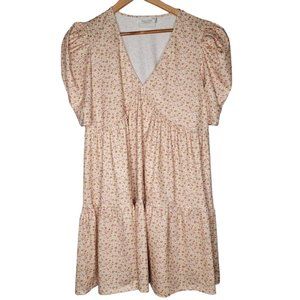 Tuckernuck Hyacinth House Medium Floral Puff Sleeve Follie Mini Dress V-Neck‎